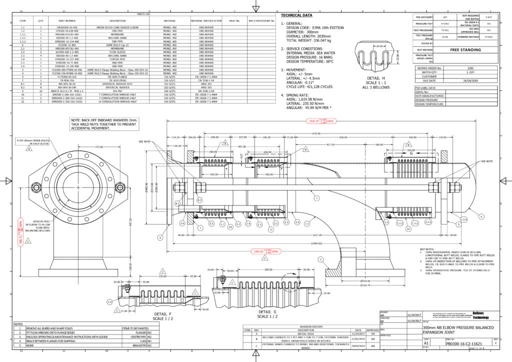 bellows re-engineered alternative expansion joint drawing